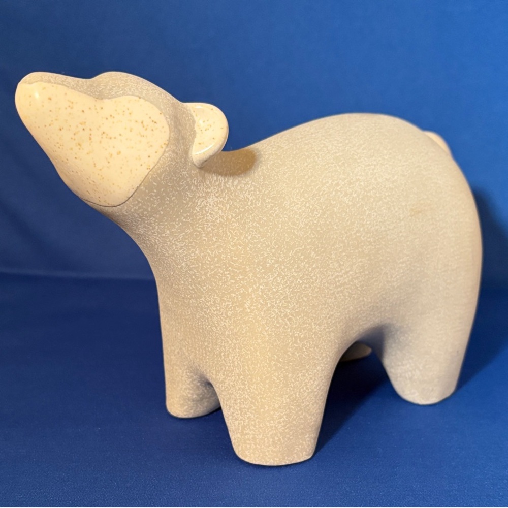 Modern Gray and Cream Bear Sculpture- Ceramic Menagerie Series - Piers